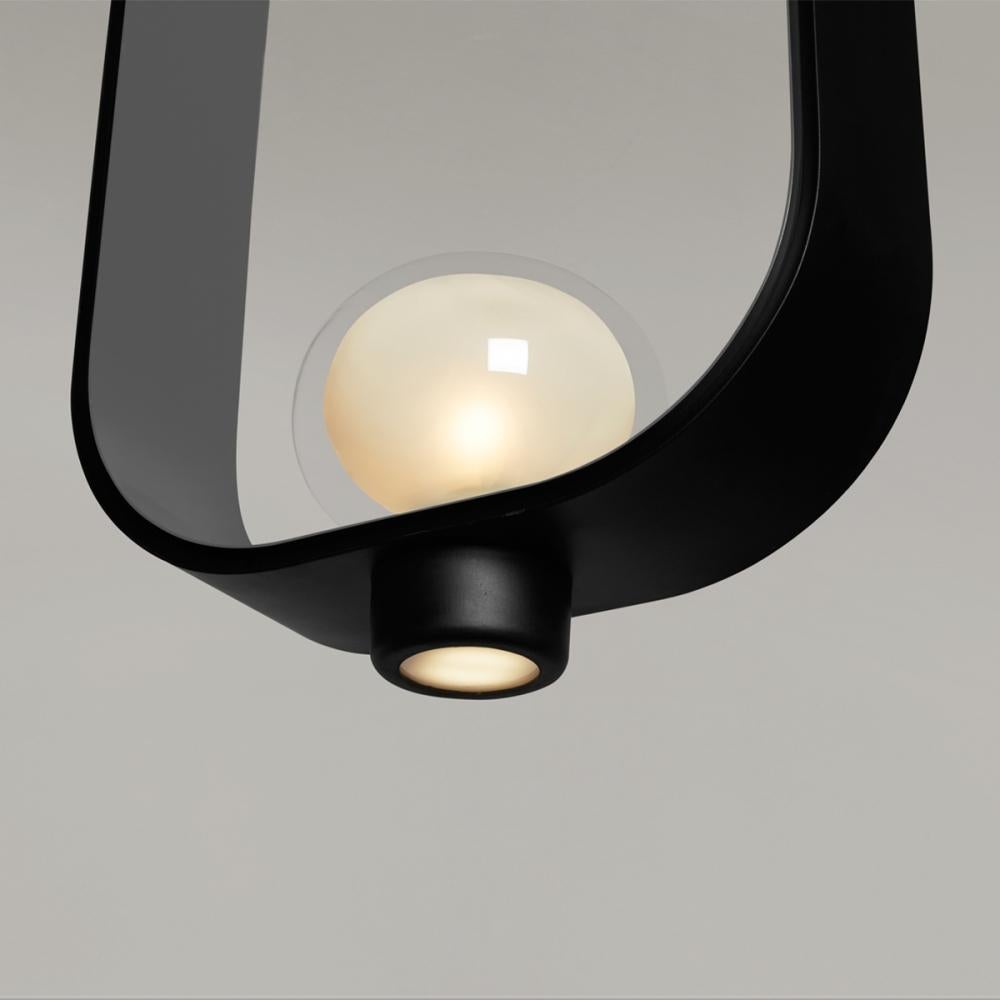 Modern 'FILIPA' Suspension Lamp in Lantern Style with Bi-Color Leather For Sale