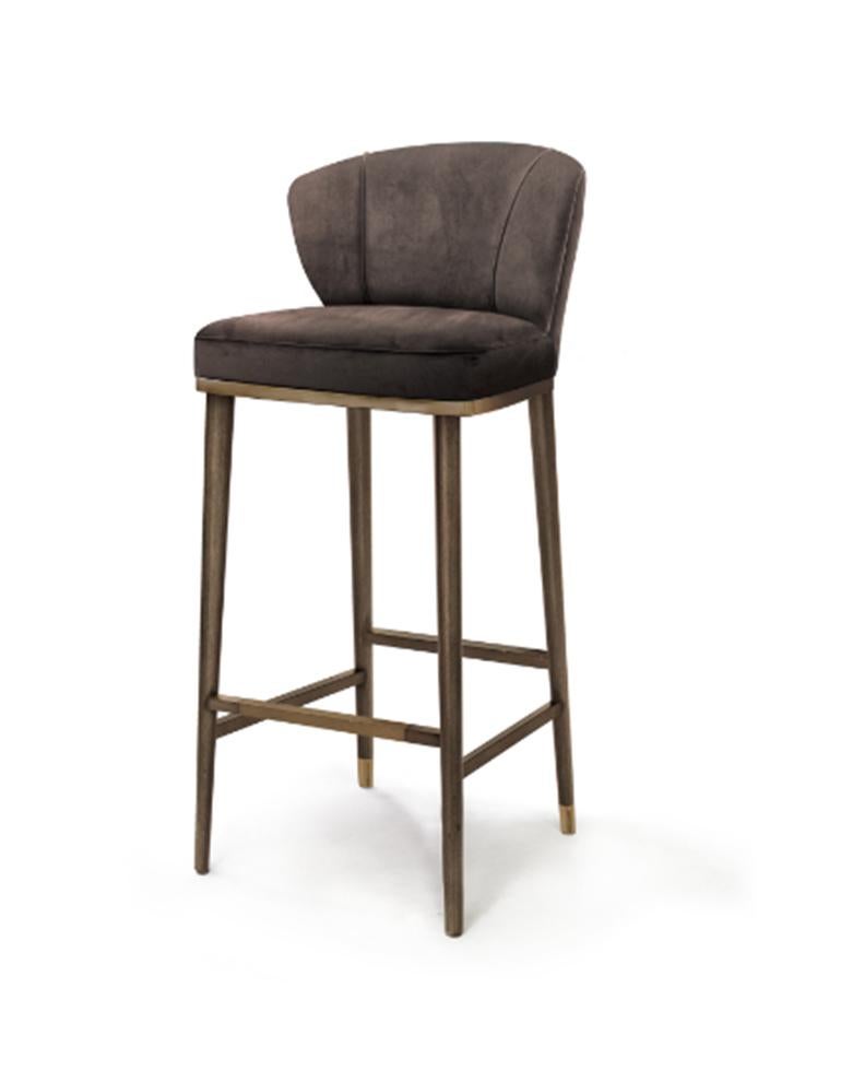 Portuguese Filipe VI Bar Chair with Aged Brass  For Sale