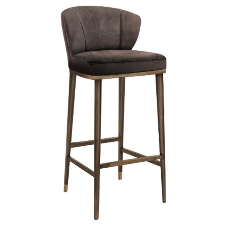 Filipe VI Bar Chair with Aged Brass  For Sale