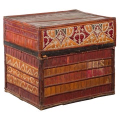 Filipino Tobacco Leaf Grain Basket with Polychrome Décor and Shell Motifs