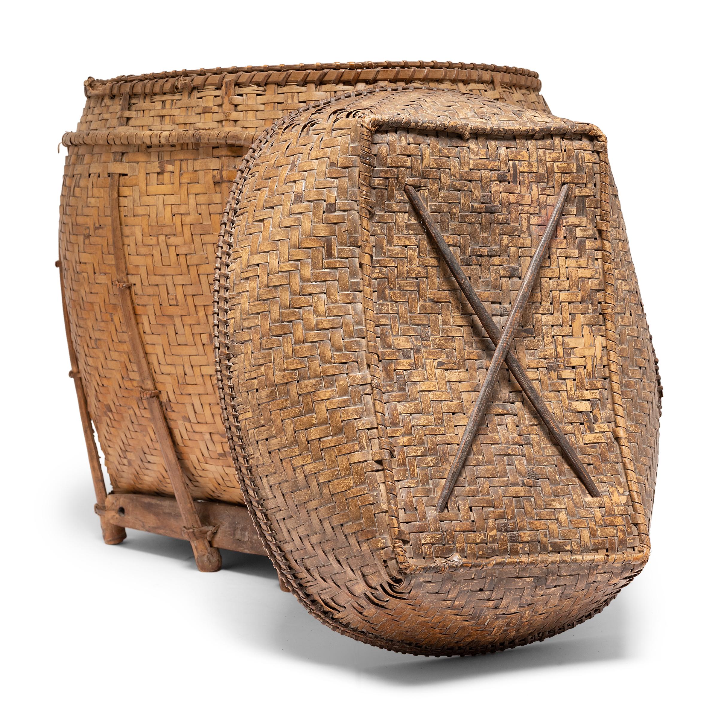 Rustic Filipino Woven Bamboo Pack Basket