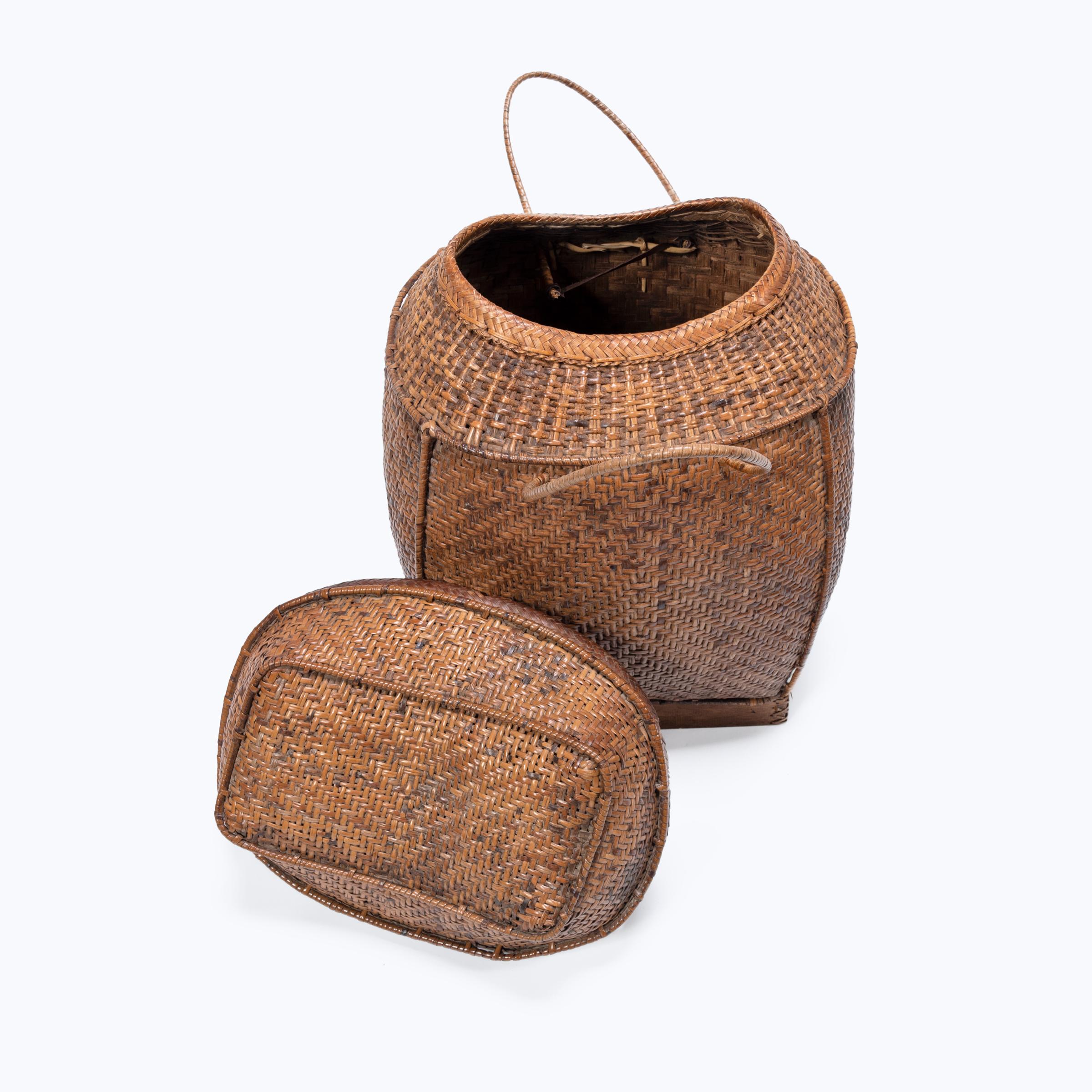 Hand-Woven Filipino Woven Rattan Pack Basket