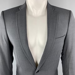FILIPPA K 36 Dark Gray Stripe Polyester Blend Notch Lapel Sport Coat