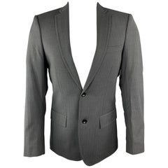 FILIPPA K 36 Dark Gray Stripe Polyester Blend Notch Lapel Sport Coat