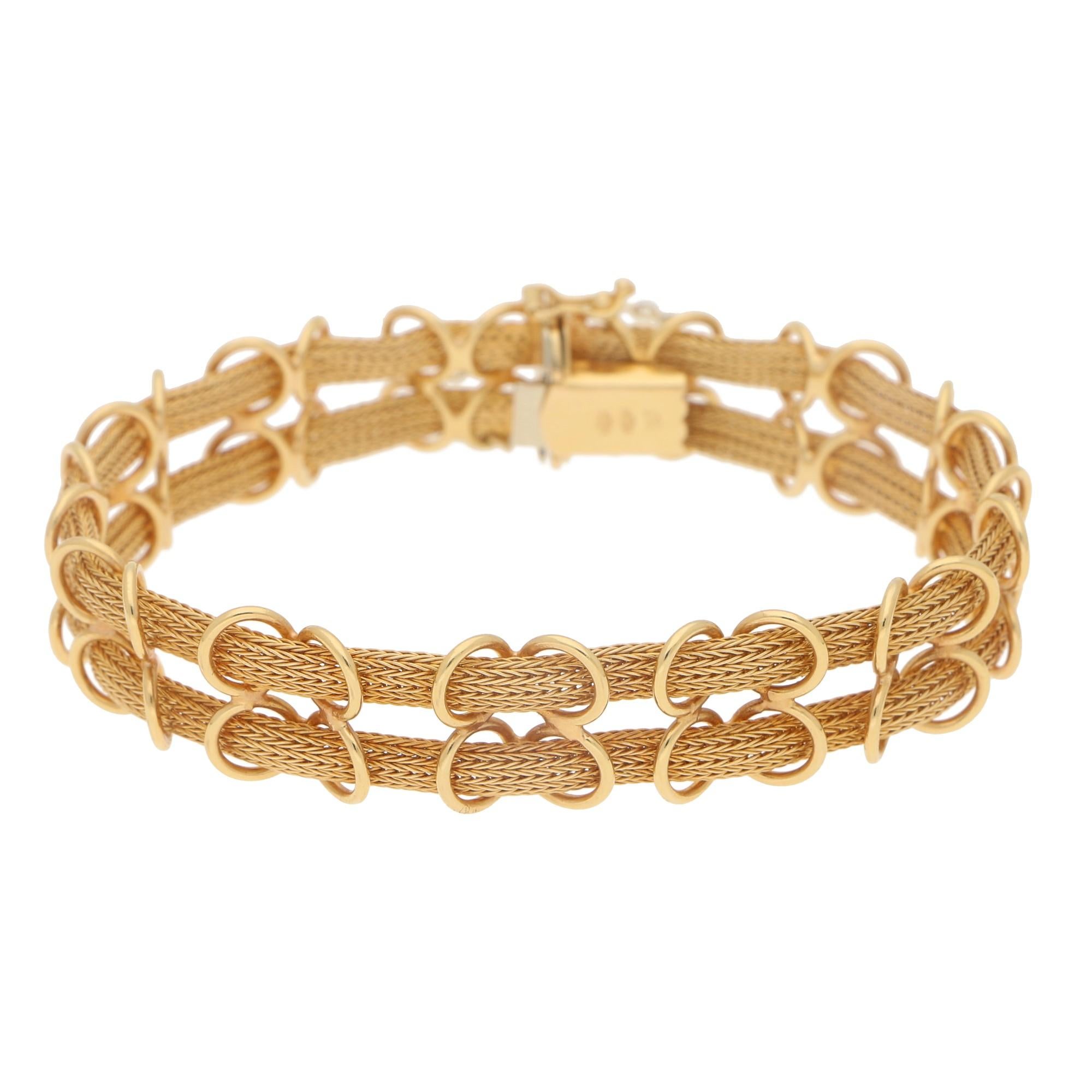Filippini Fratelli, doppelt geflochtenes Gliederarmband aus 18 Karat Gelbgold (Retro)