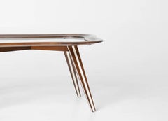Filippo Chissotti Biomorphic Walnut & Glass Cocktail Table, Italy, c. 1950s–60s
