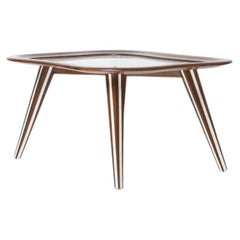 Filippo Chissotti Biomorphic Walnut & Glass Cocktail Table, Italy, c. 1950s–60s