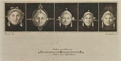 Des visages romains anciens - eau-forte de Filippo de Grado - XVIIIe siècle