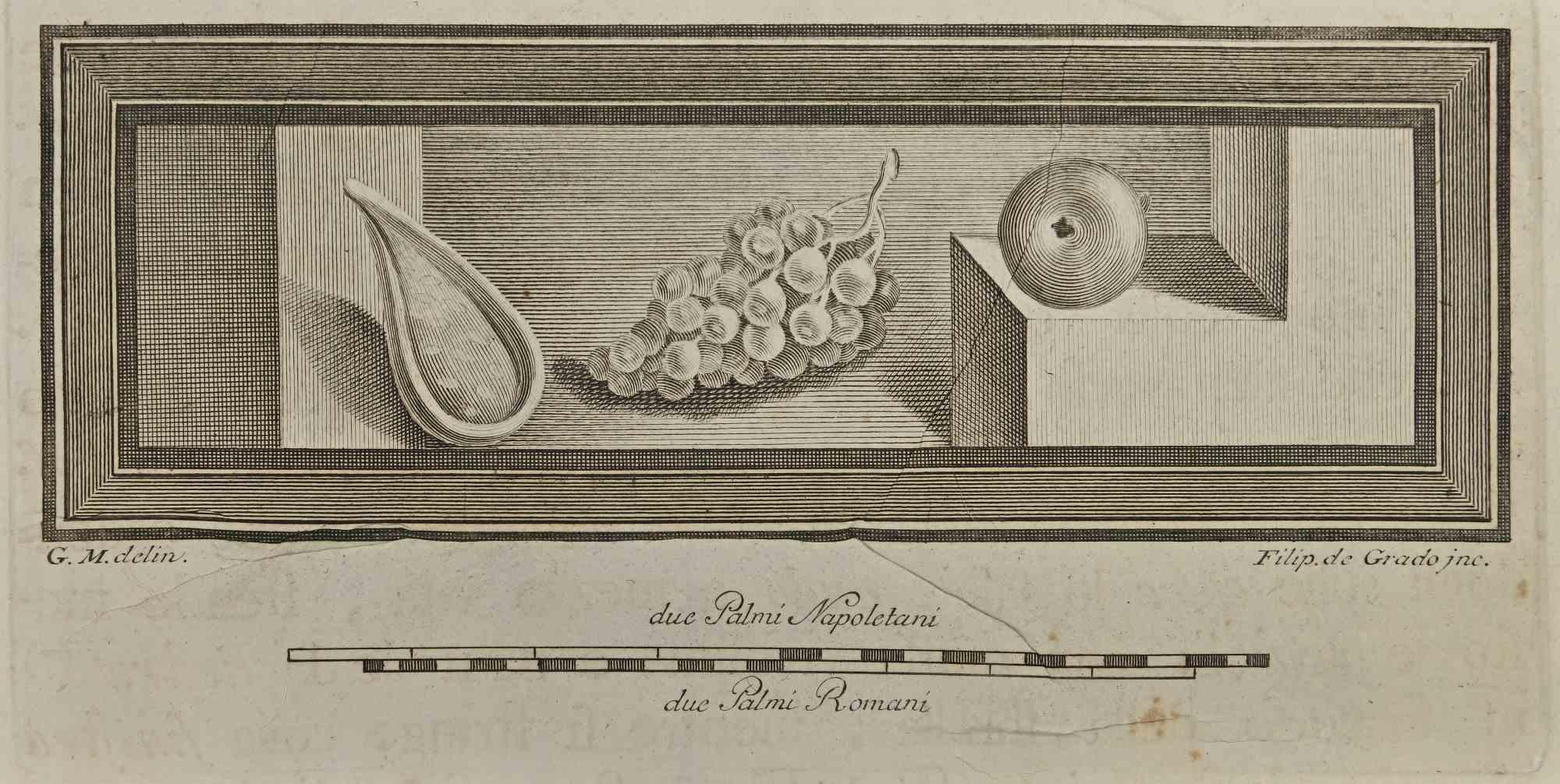 Ancient Roman Still Life in Herculaneum, from the series "Antiquities of Herculaneum Exposed", is an etching realized by Filippo de Grado in the late 18th century.

Signed on The plate

Good conditions.

The etching belongs to the print suite