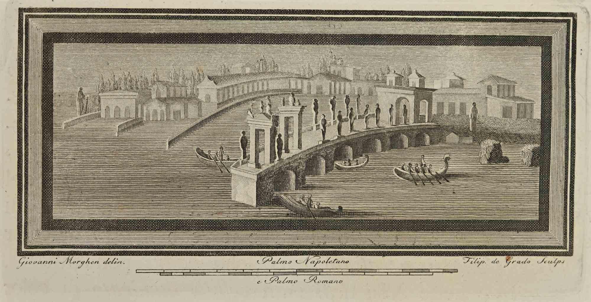 Fresque romaine antique "Antiquités d'Herculanum exposées", est une gravure réalisée par Filippo de Grado à la fin du 18e siècle.

Signé sur la plaque

Bonnes conditions.

La gravure appartient à la suite d'estampes "Antiquités d'Herculanum