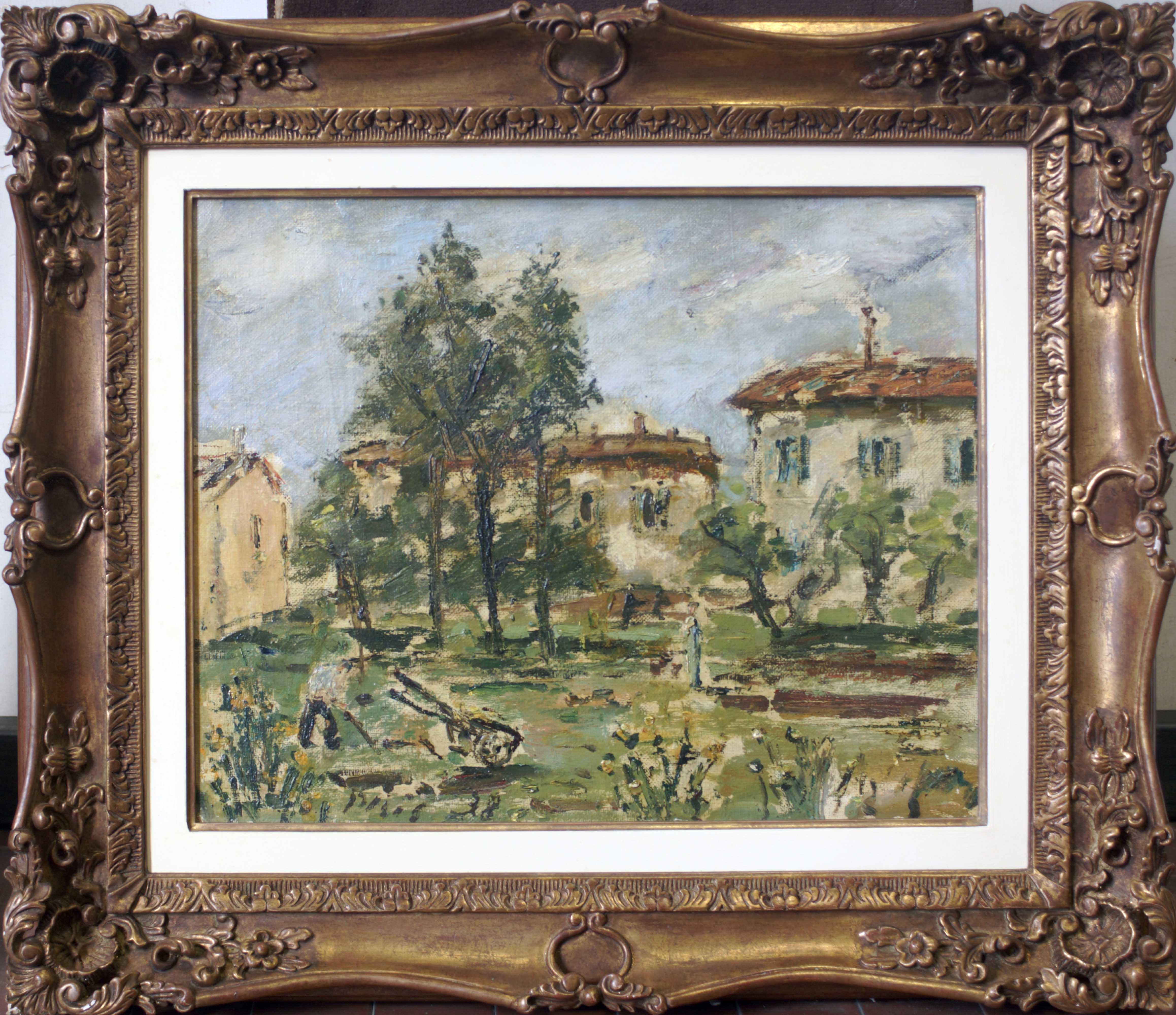 French Countryside - Oil on Canvas by F. De Pisis - 1938 - Painting by Filippo De Pisis