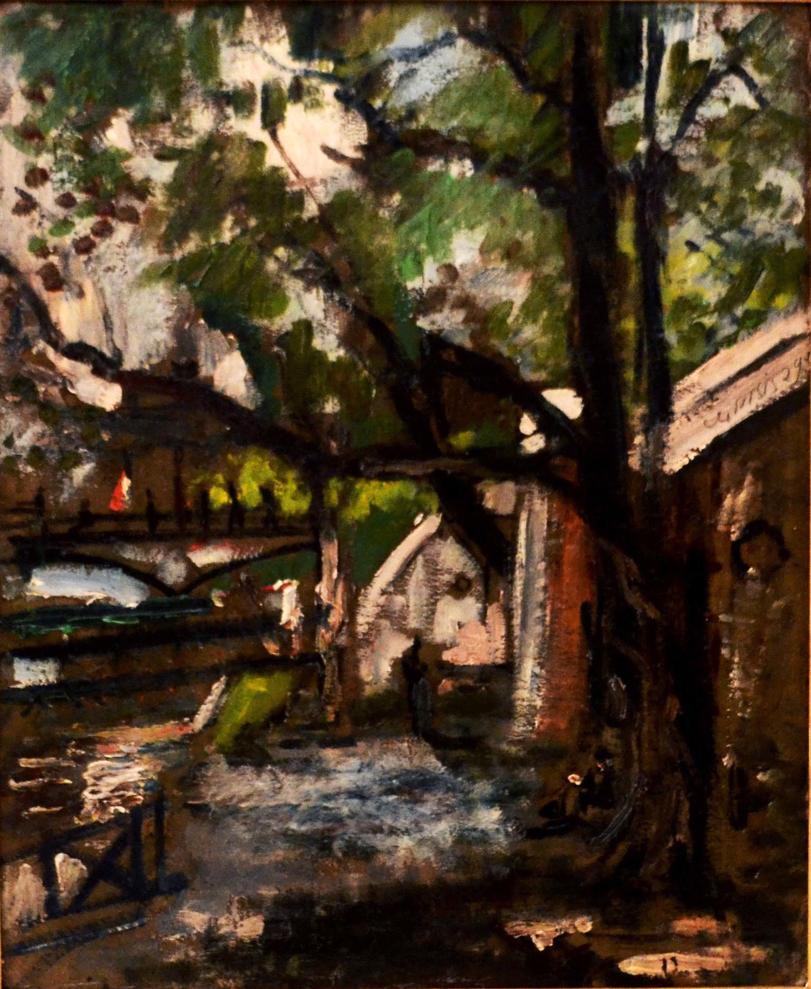 Paris le long de la Seine - Peinture à l'huile de Filippo De Pisis - 1929 en vente 1