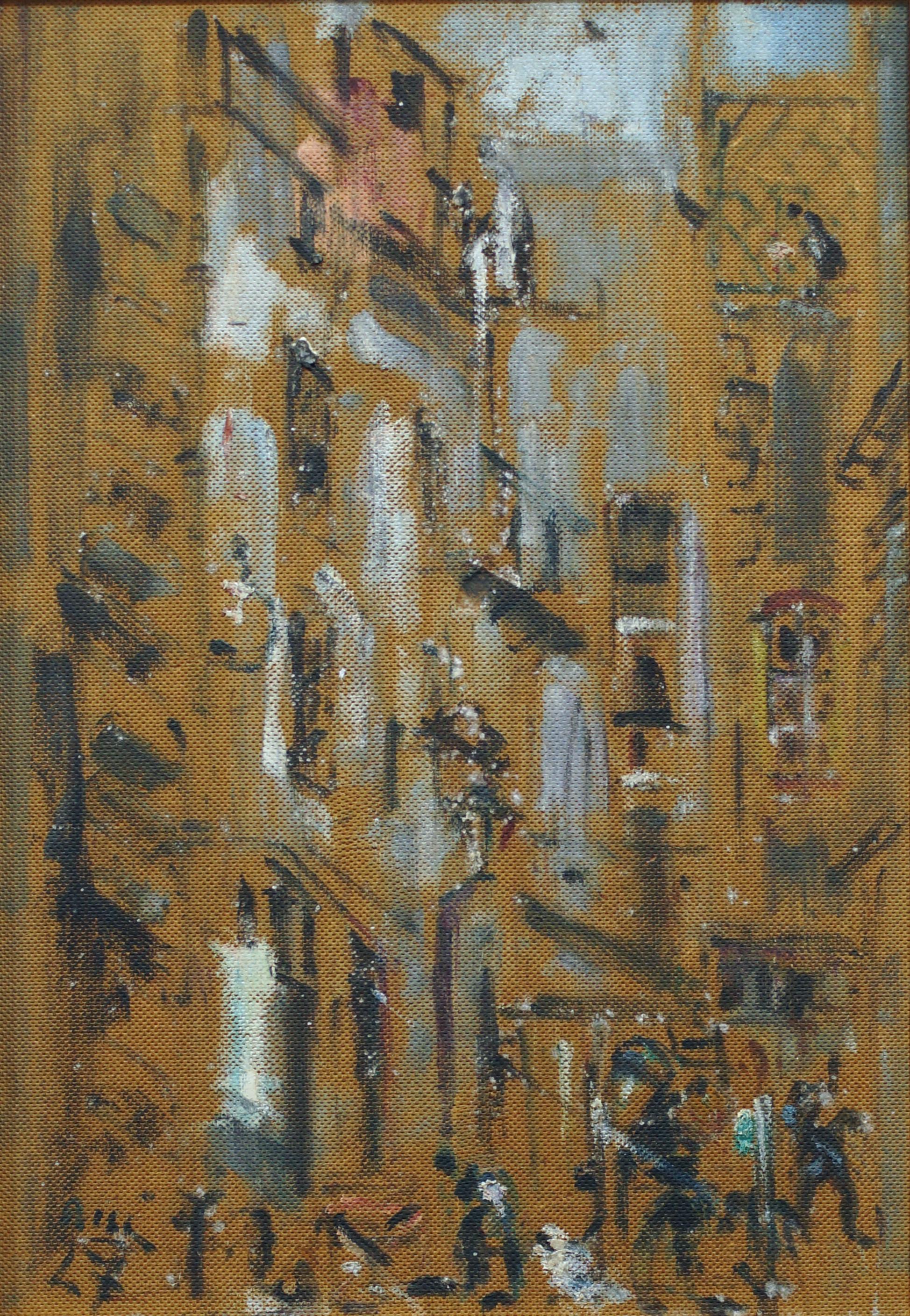 París, Hotel des Saint Pères - Óleo sobre masonita de F. De Pisis - 1948 - Painting de Filippo De Pisis