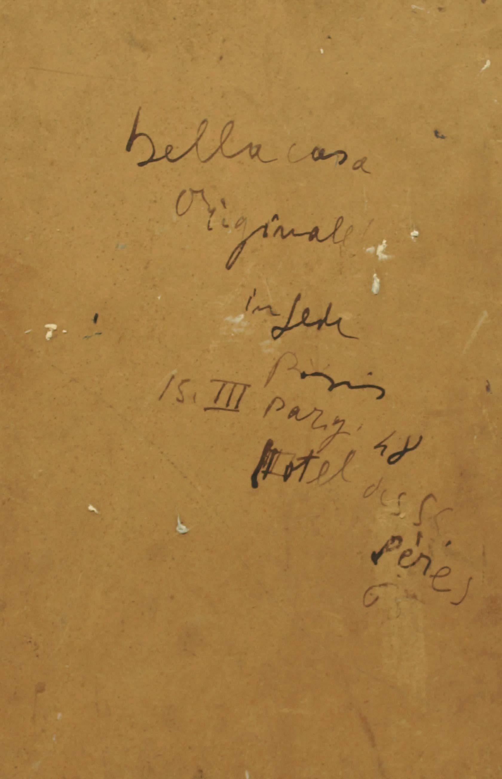Pintura al óleo sobre masonita realizada por el Artista en 1948.
Incluye un marco de madera coetáneo.
El artista pinta el Hotel donde vivía en París durante aquellos años.
Nota, título, fecha y firma autógrafa en la parte posterior del cuadro..
Muy
