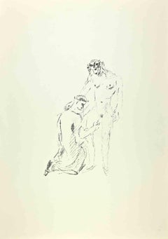 Vintage Erotic scene - Lithograph by Filippo De Pisis - 1960s