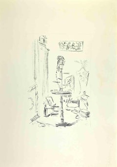 Interior of Studio - Lithograph by Filippo De Pisis - 1960s