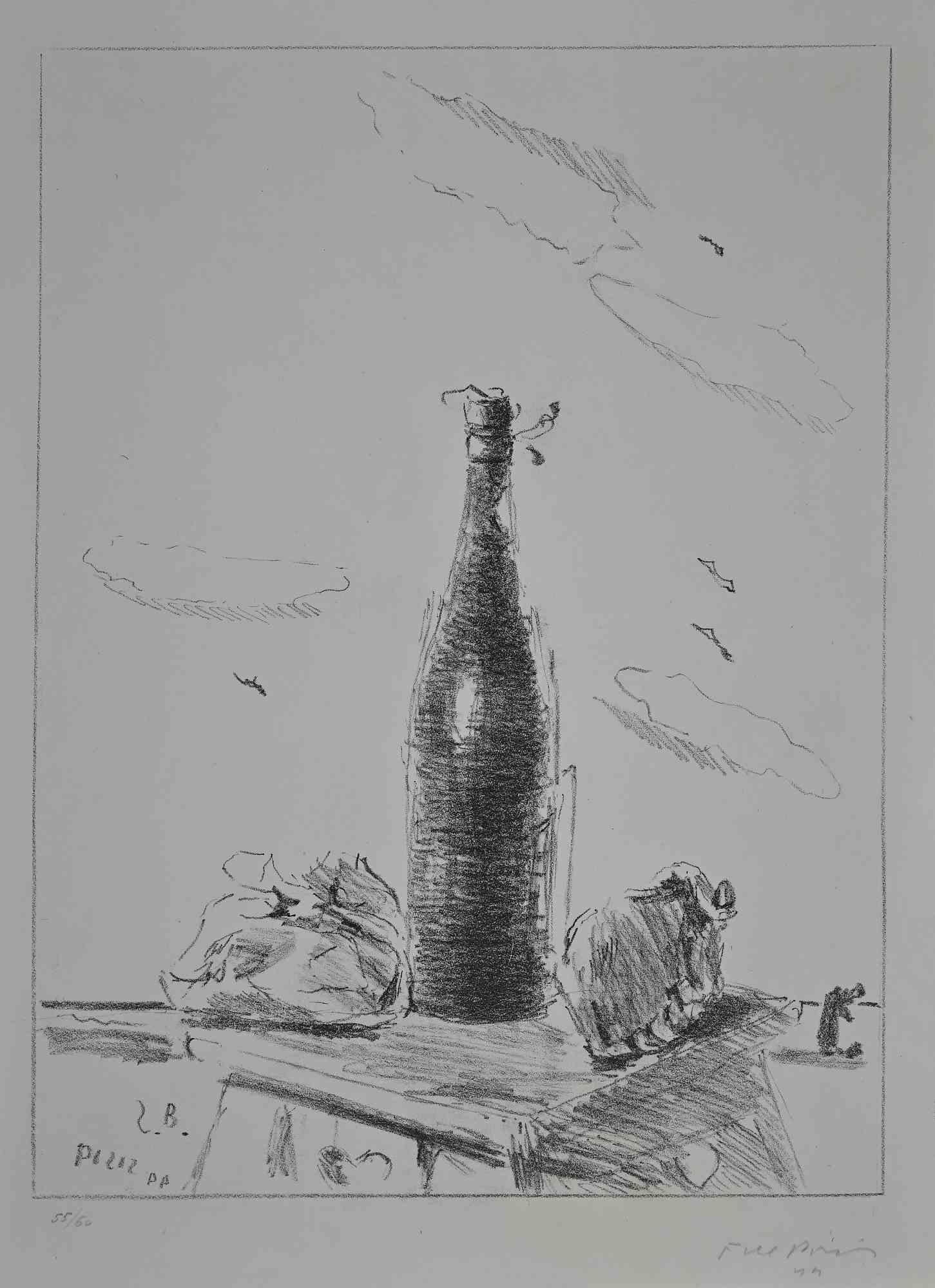 Die Flasche ist eine Original-Lithographie aus dem Jahr 1944.

Schwarz-Weiß-Lithographie.

Handsigniert, nummeriert und datiert. Auflage von 55/60.

Unterschrift auf der Platte.