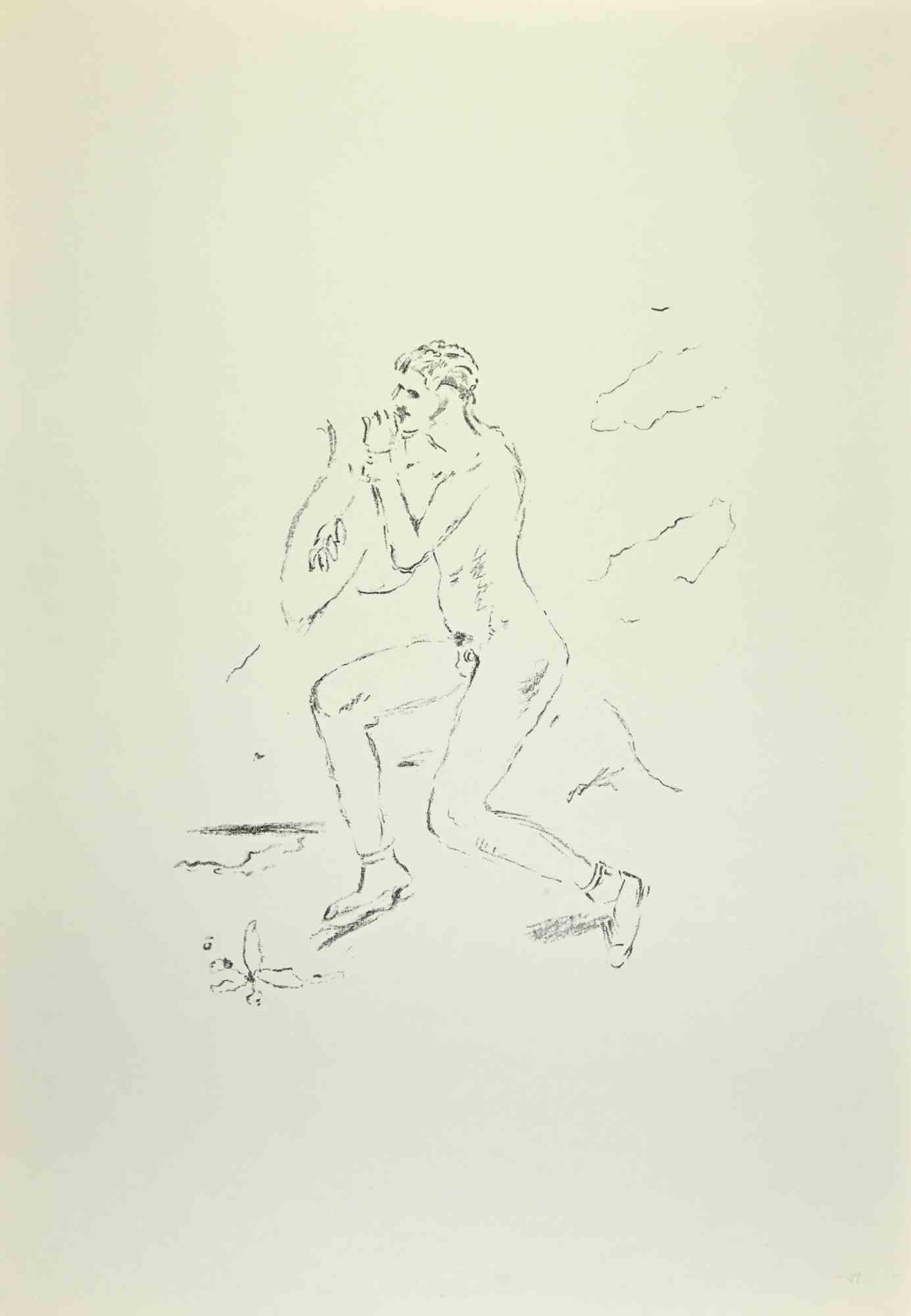 Il Citaredo vicino al mare è un'opera d'arte realizzata da Filippo De Pisis (1896, Ferrara - 1956, Milano) nel 1968.

Litografia in bianco e nero.

Buone condizioni.

Non firmato.

L'immagine all'interno ha dimensioni 18x25.

Pubblicato nel volume