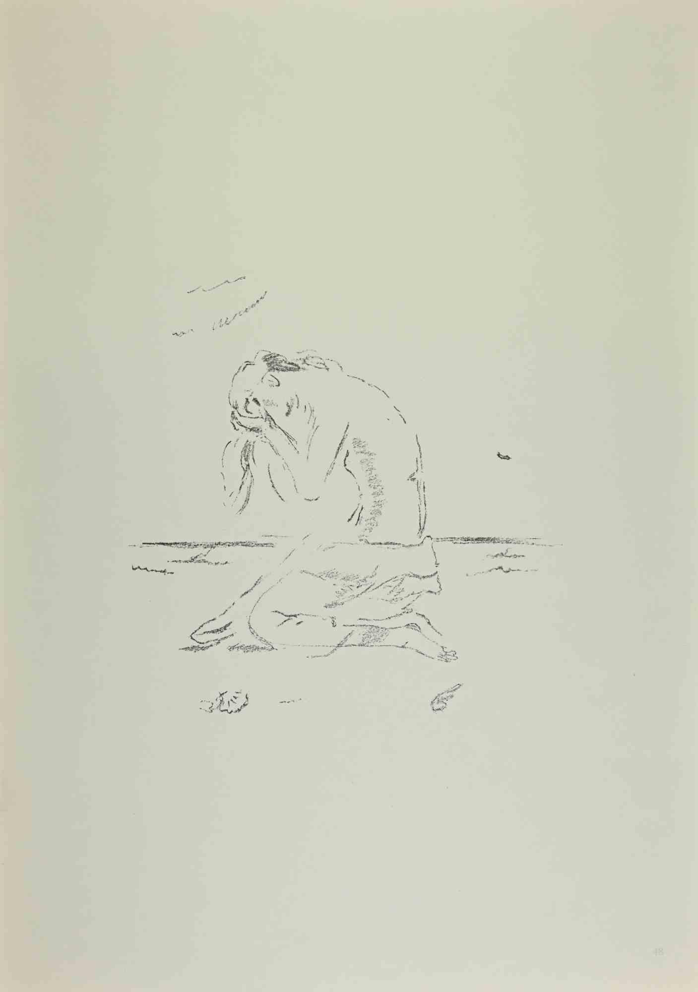 The lament of Ariadne is an artwork realized by Filippo De Pisis (1896, Ferrara - 1956, Milano) in 1968.

Black and white lithograph.

Good condition.

Not signed.

The image inside has dimensions 21x21.

Published in the volume "De Pisis Lito,