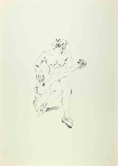 The  Posing Nude - Lithograph by Filippo De Pisis - 1960s