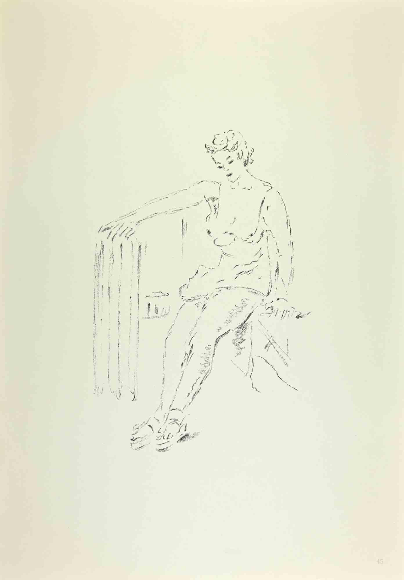 Mujer es una obra de arte realizada por Filippo De Pisis (1896, Ferrara - 1956, Milán) en 1968.

Litografía en blanco y negro.

Buen estado.

No firmado.

La imagen del interior tiene unas dimensiones de 18x27.

Publicado en el volumen "De Pisis