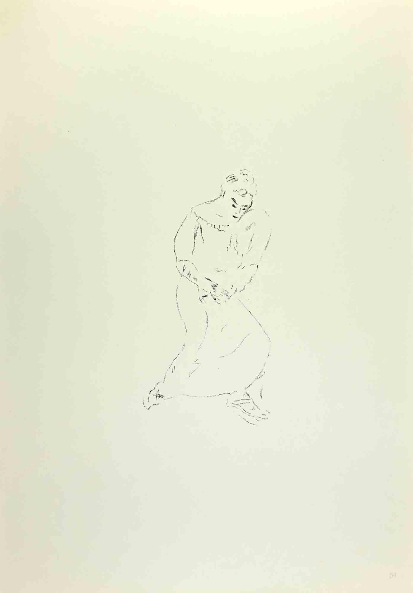 Woman Posing - Lithograph by Filippo De Pisis -  1968