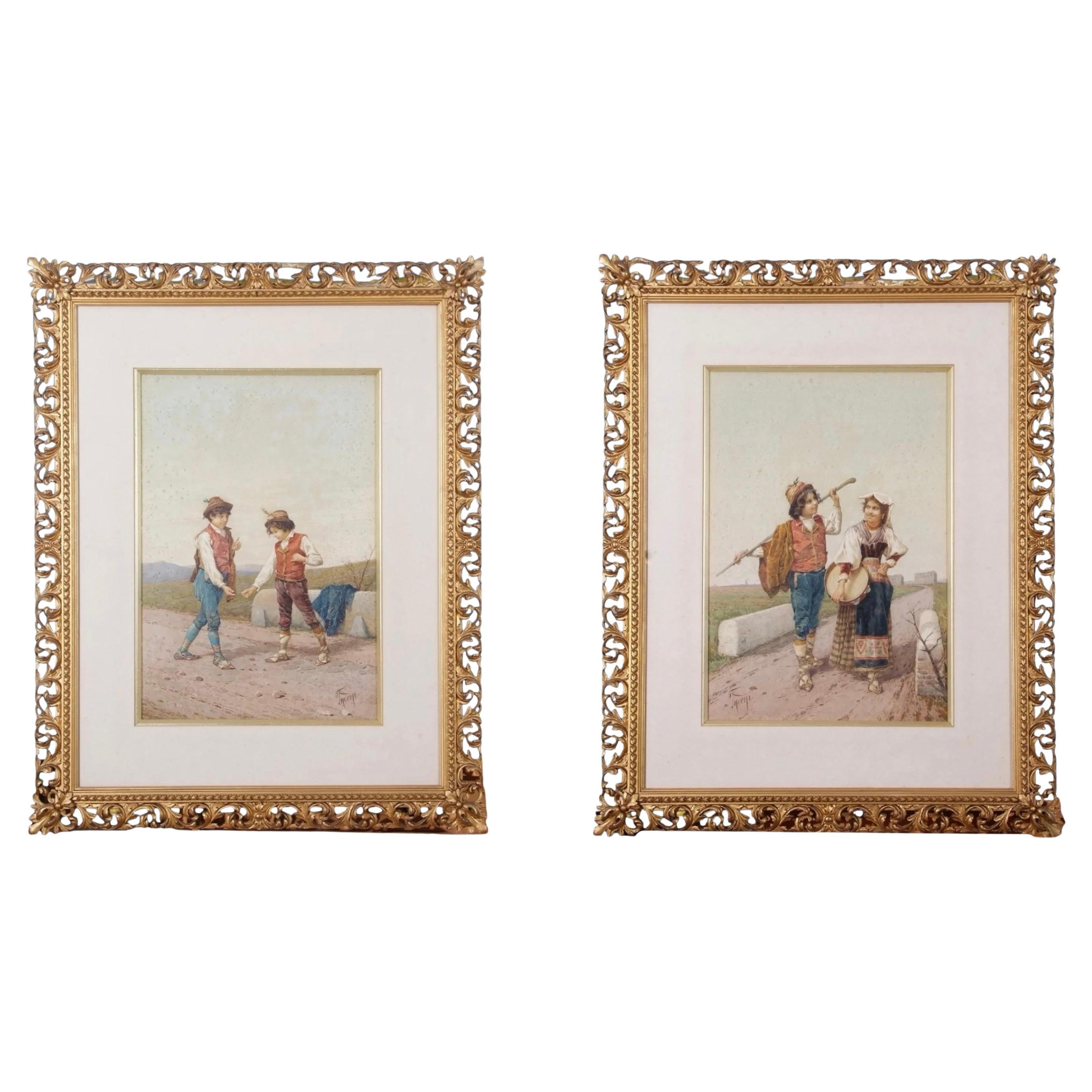 Filippo Indoni (Italiener, 1842-1908) Ein Paar neapolitanische Genreszenen aus dem 19.