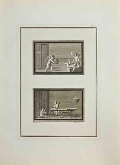 Cupids and Genii Wall  - Etching by Filippo Morghen - 18th Century