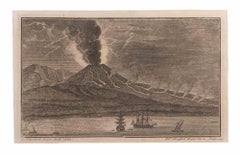 Paesaggio con Vesuvio e barche - Acquaforte di Filippo Morghen  - 18° secolo