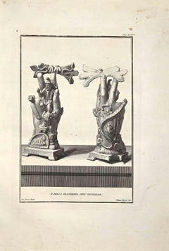 Antique Ancient Roman Sculptures - Original Etching by Filippo Morghen - 18th Century