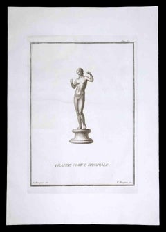 Ancient Roman Statue of Aphrodite - Original Etching by Filippo Morghen - 1700s