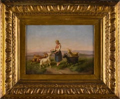 'Le pastorelle' coppia olio su tela di Filippo Palizzi