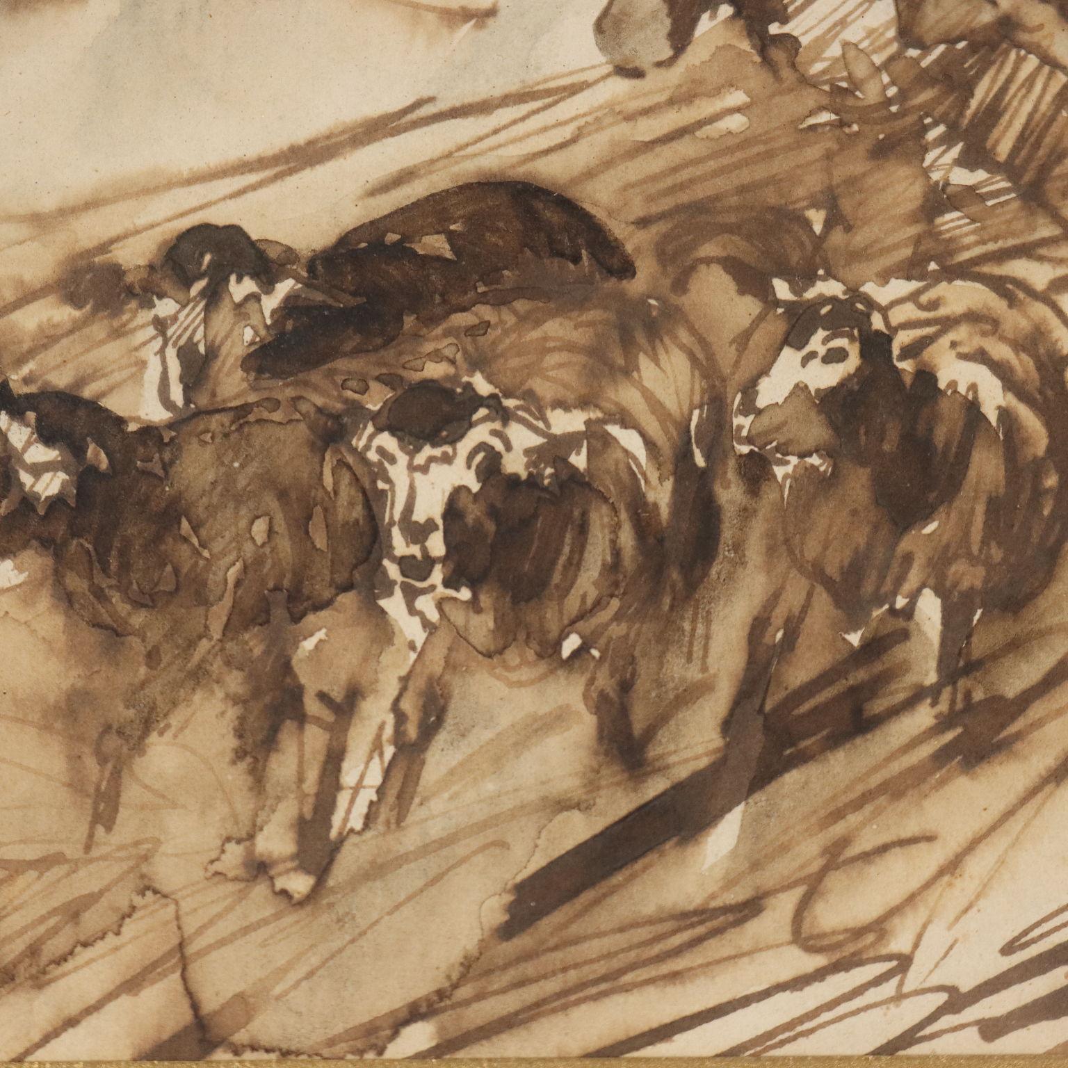 Inchiostro su carta. Firmata in basso a sinistra. 
L'artista napoletano Filippo Palizzi, definito anche 