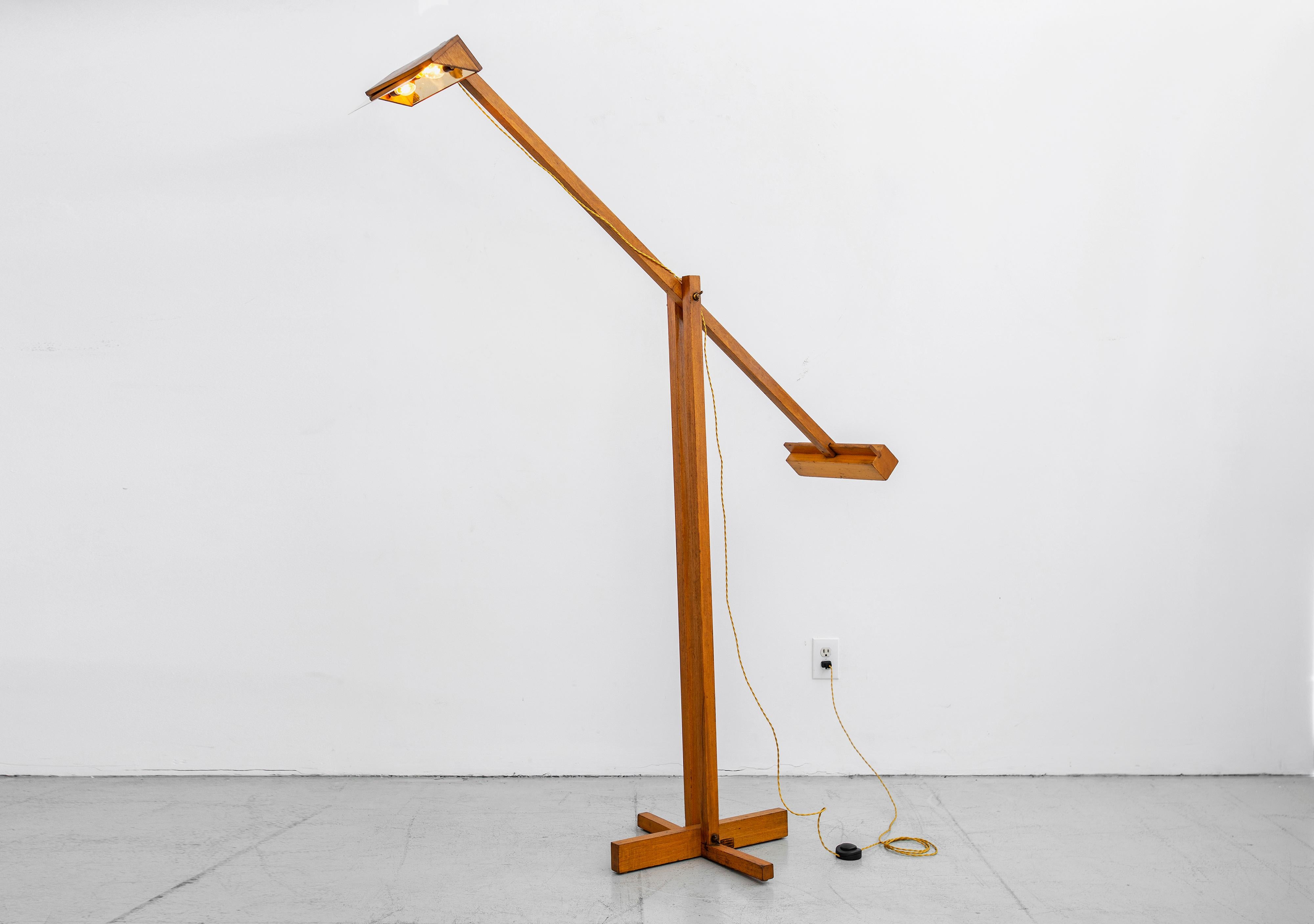 Italian Filippo Panseca Wood Floor Lamp