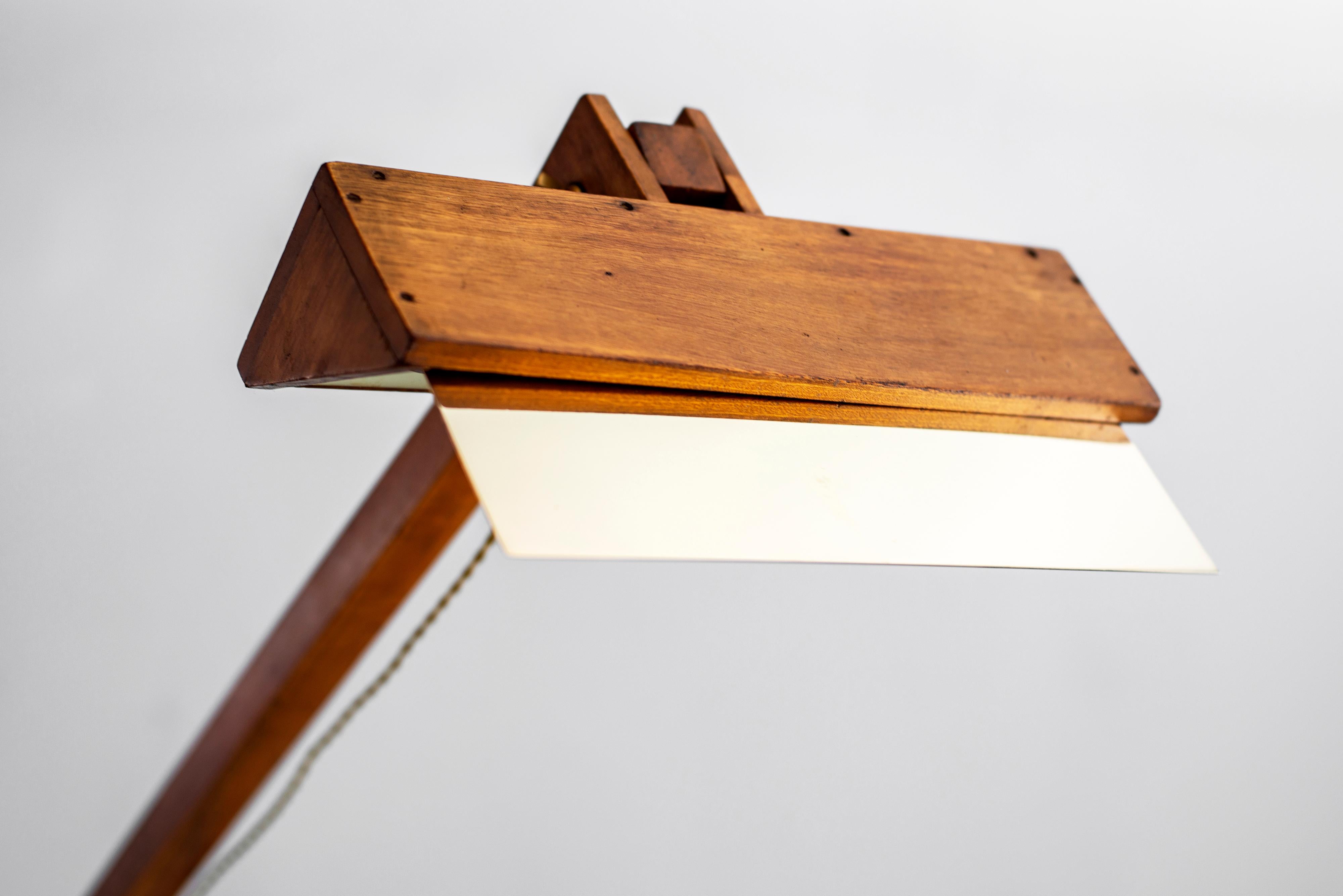 Aluminum Filippo Panseca Wood Floor Lamp