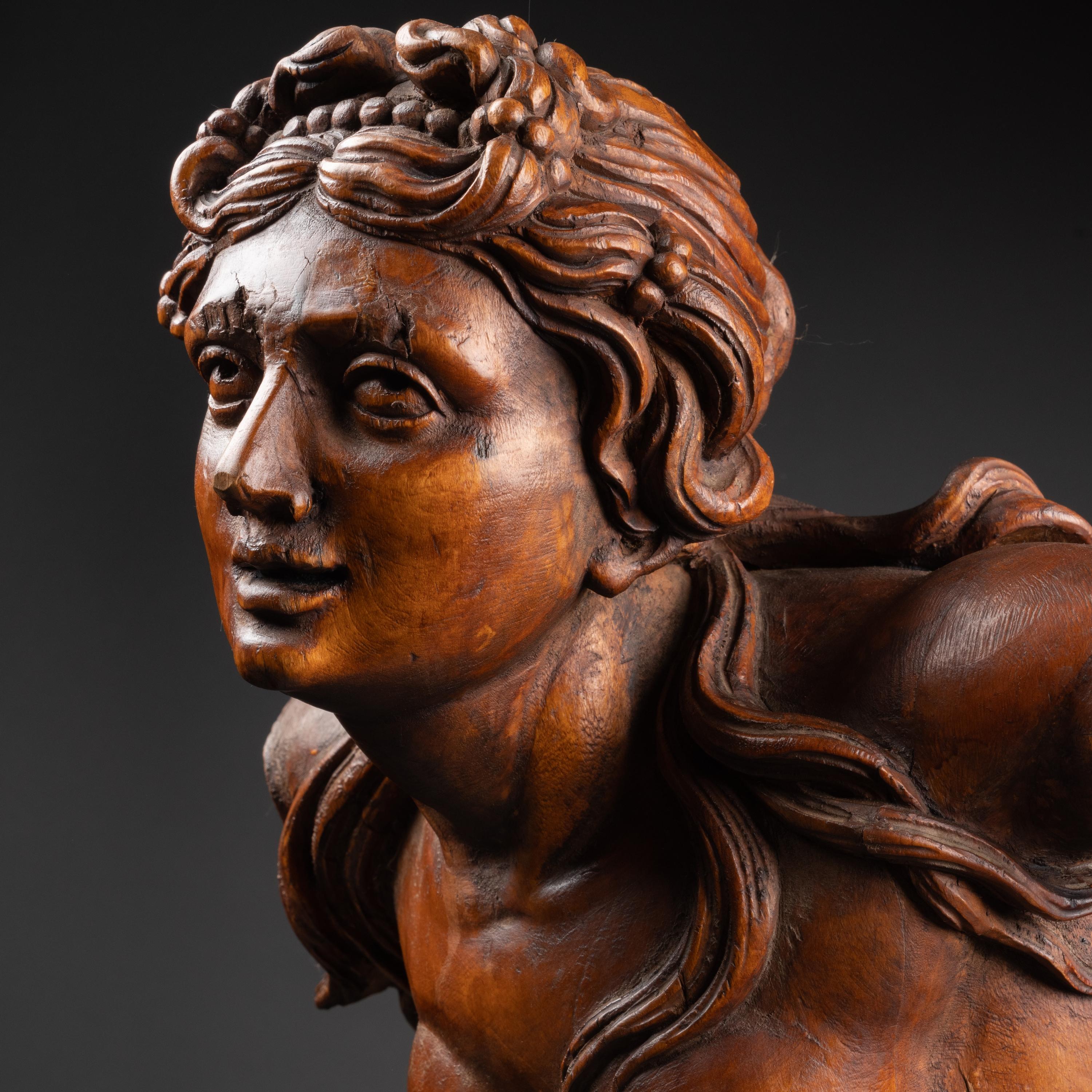 A late 17th Italian carved limewood figure of Mermaid, circle of Filippo Parodi For Sale 3