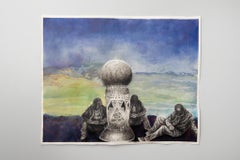 Contemplating Cultural Restoration, Fillipus Sheehama, charcoal & acrylic paint