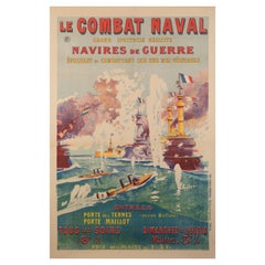 Fillol, Combat naval, Exposition universelle de 1900, Paris, Navires de guerre, The Vintage Poster