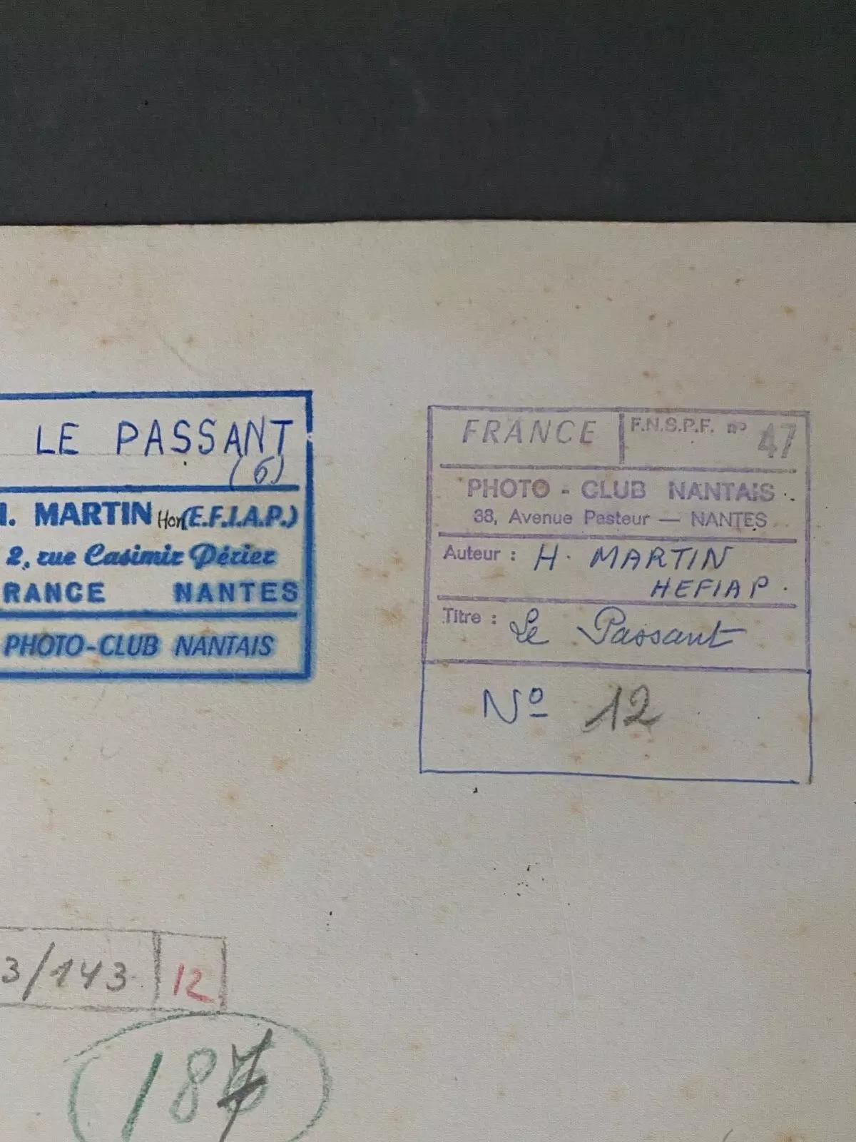 Fotografía cinematográfica H Martin HEFIAP EFIAP Le Passant Nantes en Bueno estado para la venta en NANTES, FR