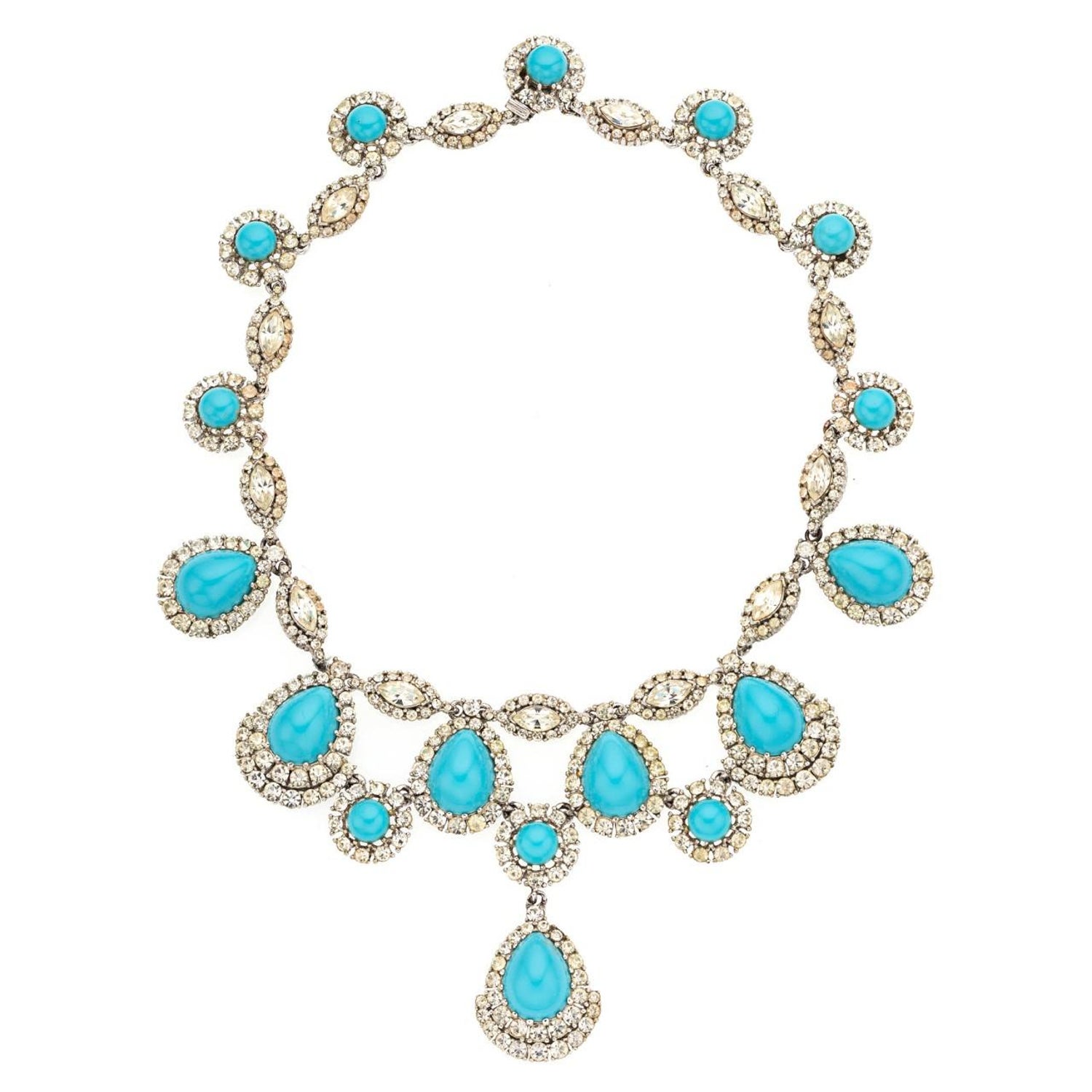 Film Star Zsa Zsa Gabor's Ciner 1960s Faux Turquoise Diamond Necklace Suite  at 1stDibs | zsa zsa gabor jewelry