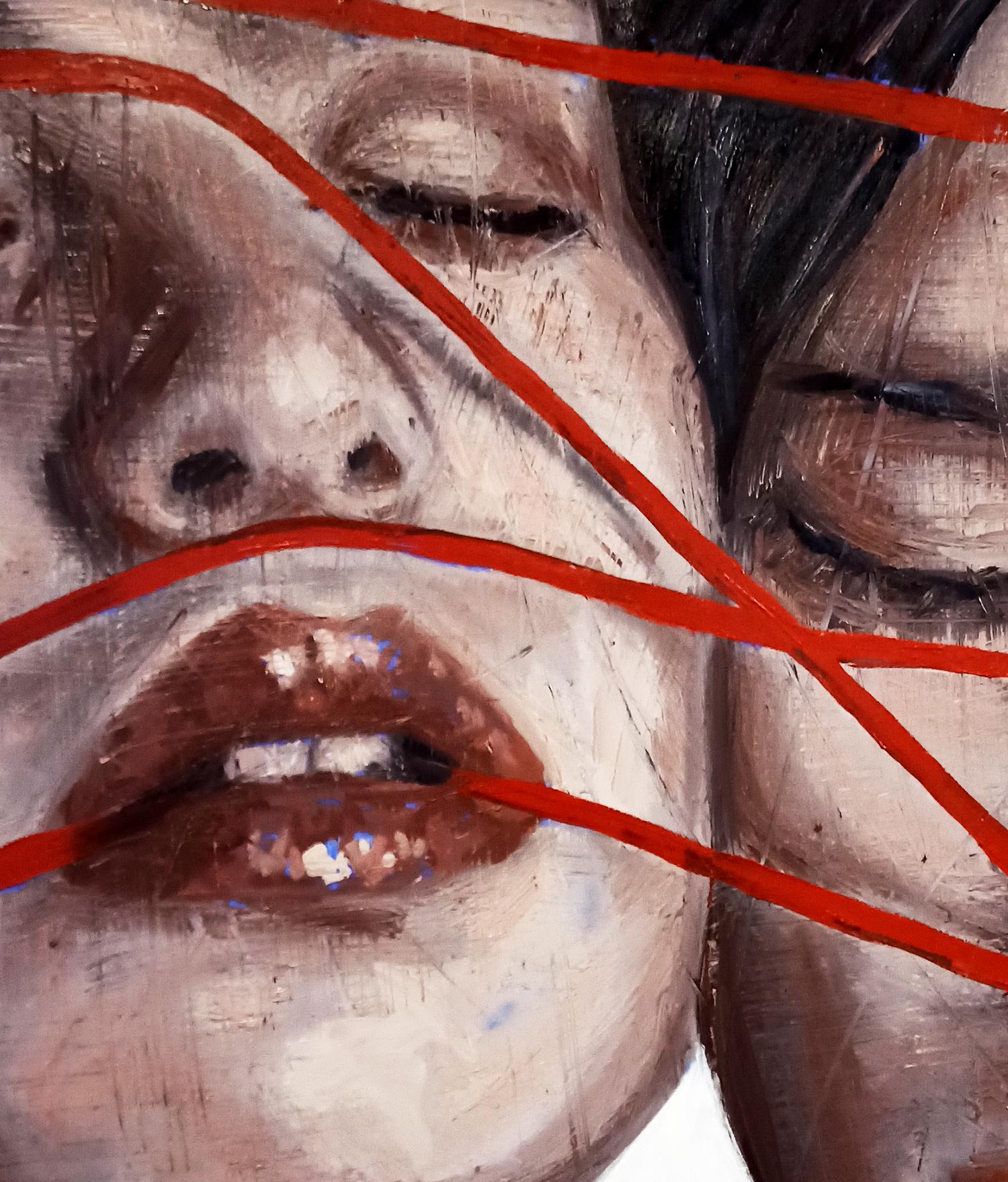 “Filo Rosso” Italian Contemporary Oil Paint by Silvia Berton, Noto Sicily, 2021 In Excellent Condition In Milano, IT