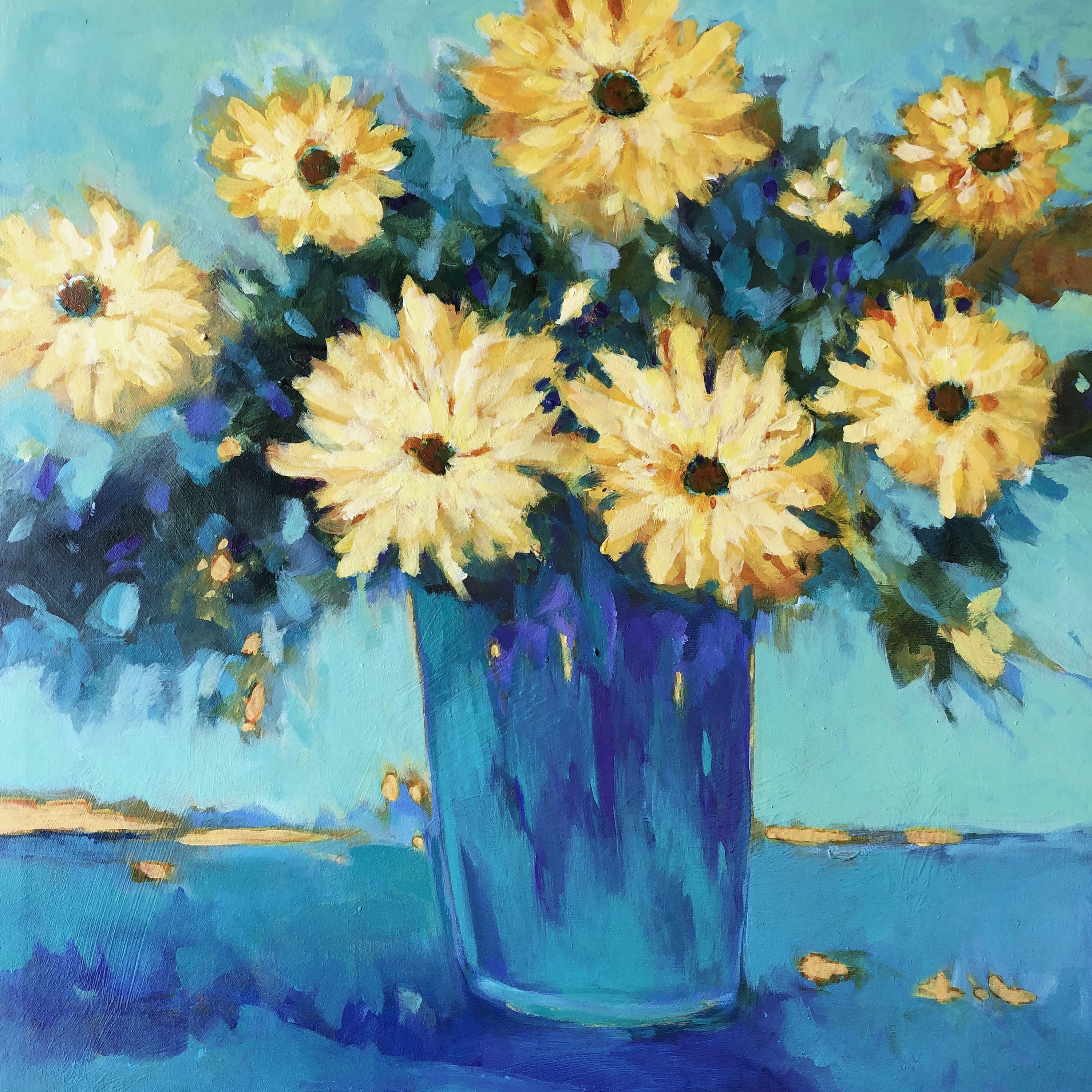 Filomena Booth Abstract Painting - Blue Vase, Painting, Acrylic on Canvas