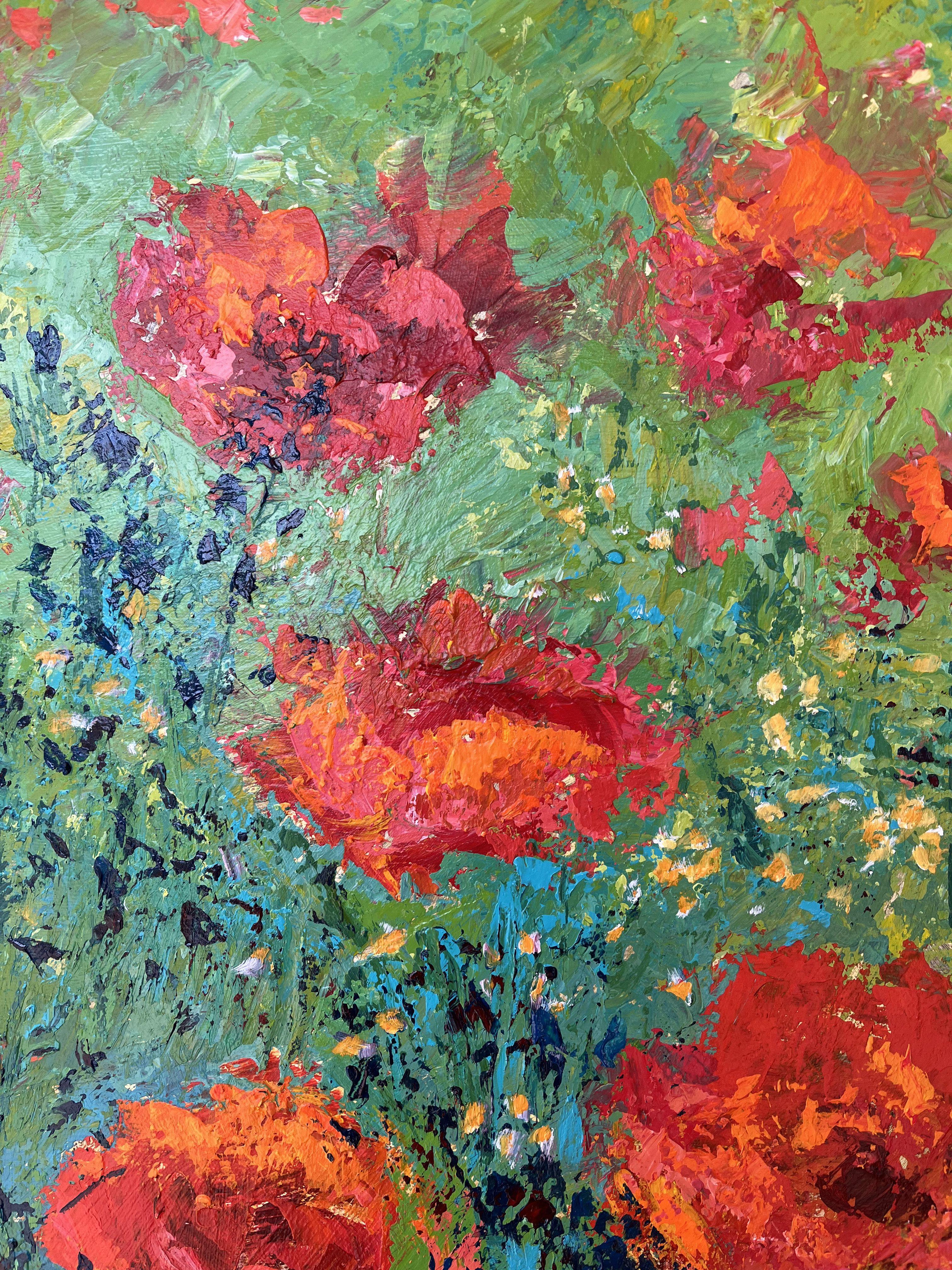 Field of Poppies, Painting, Acrylic on Canvas For Sale 1