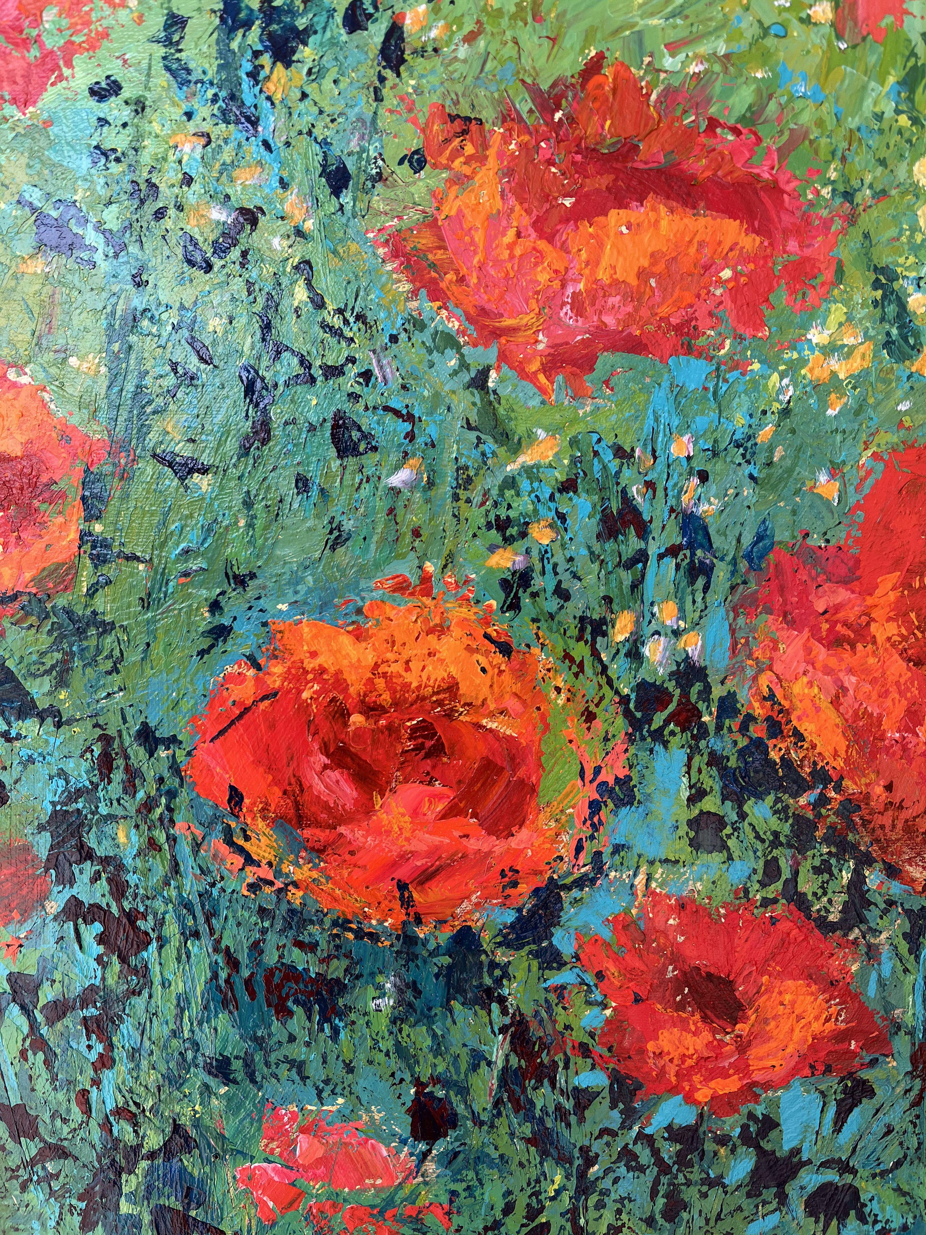 Field of Poppies, Painting, Acrylic on Canvas For Sale 2