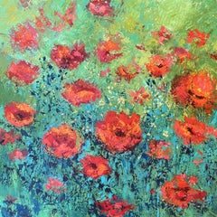 Peinture - « Field of Poppies », acrylique sur toile