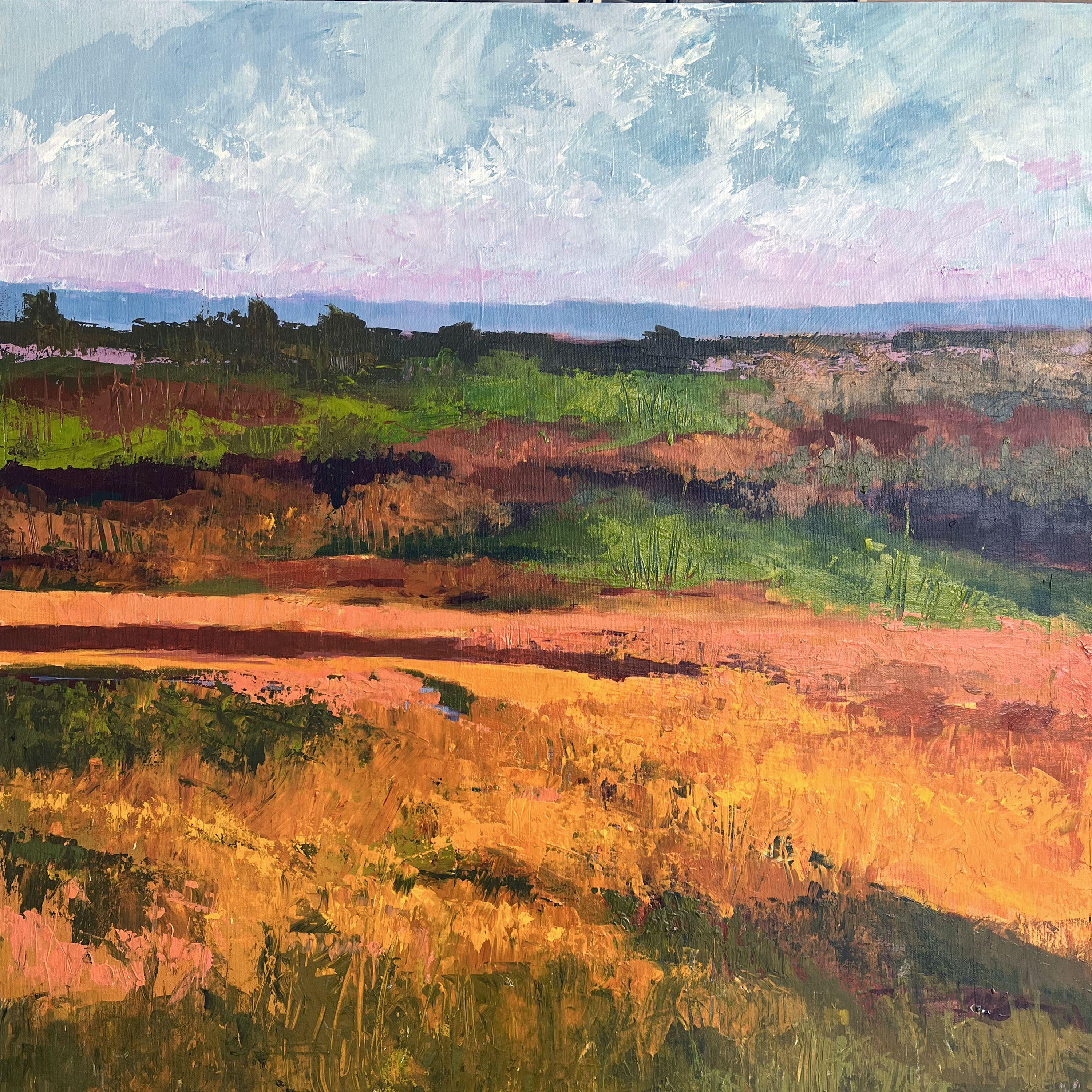 Campos dorados, Pintura, Acrílico sobre lienzo - Painting de Filomena Booth