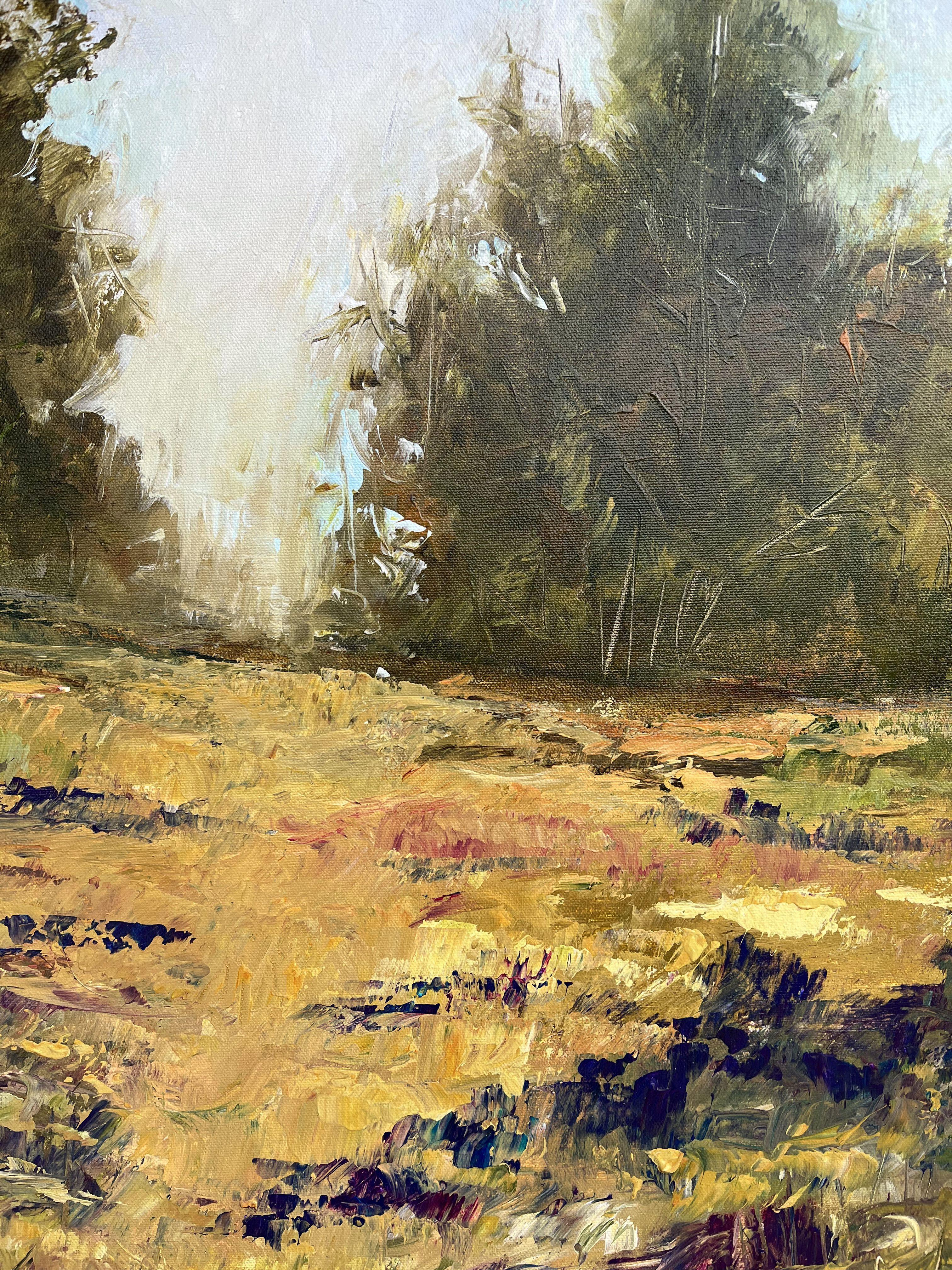 Questo quadro originale di paesaggio impressionista è teso su una tela da galleria profonda 1,5