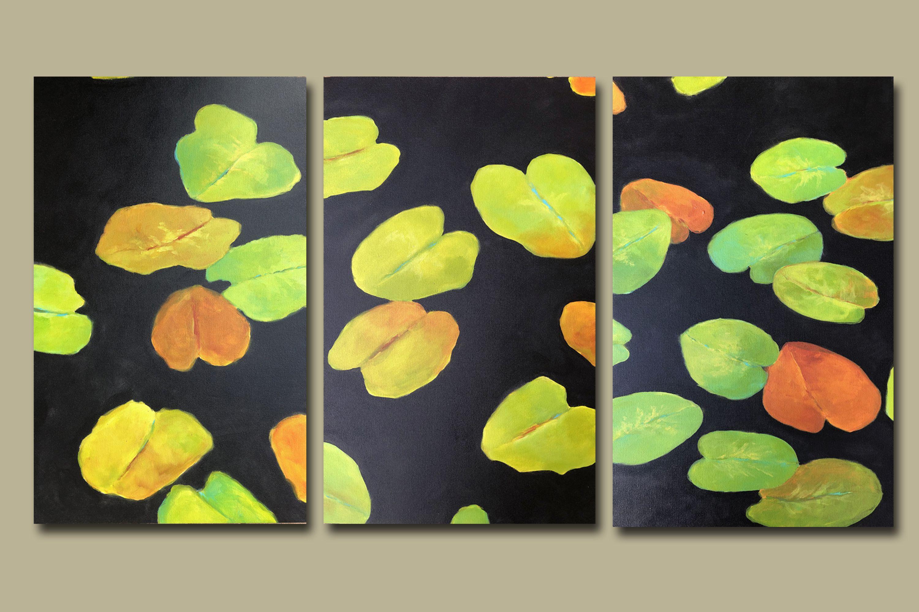 Filomena Booth Abstract Painting - Lily Pad Triptych, Painting, Acrylic on Canvas