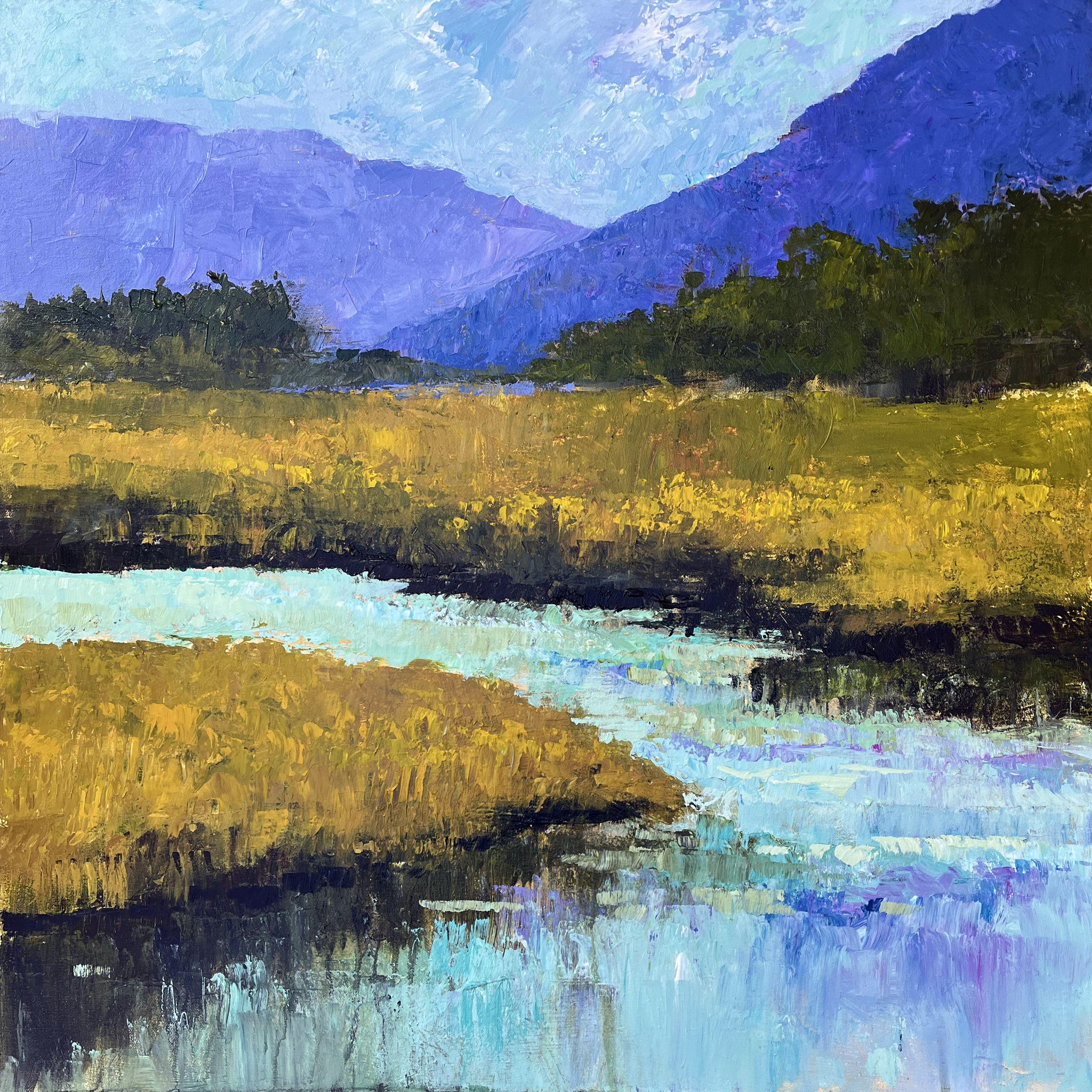 Vista de la montaña, Pintura, Acrílico sobre lienzo - Painting de Filomena Booth