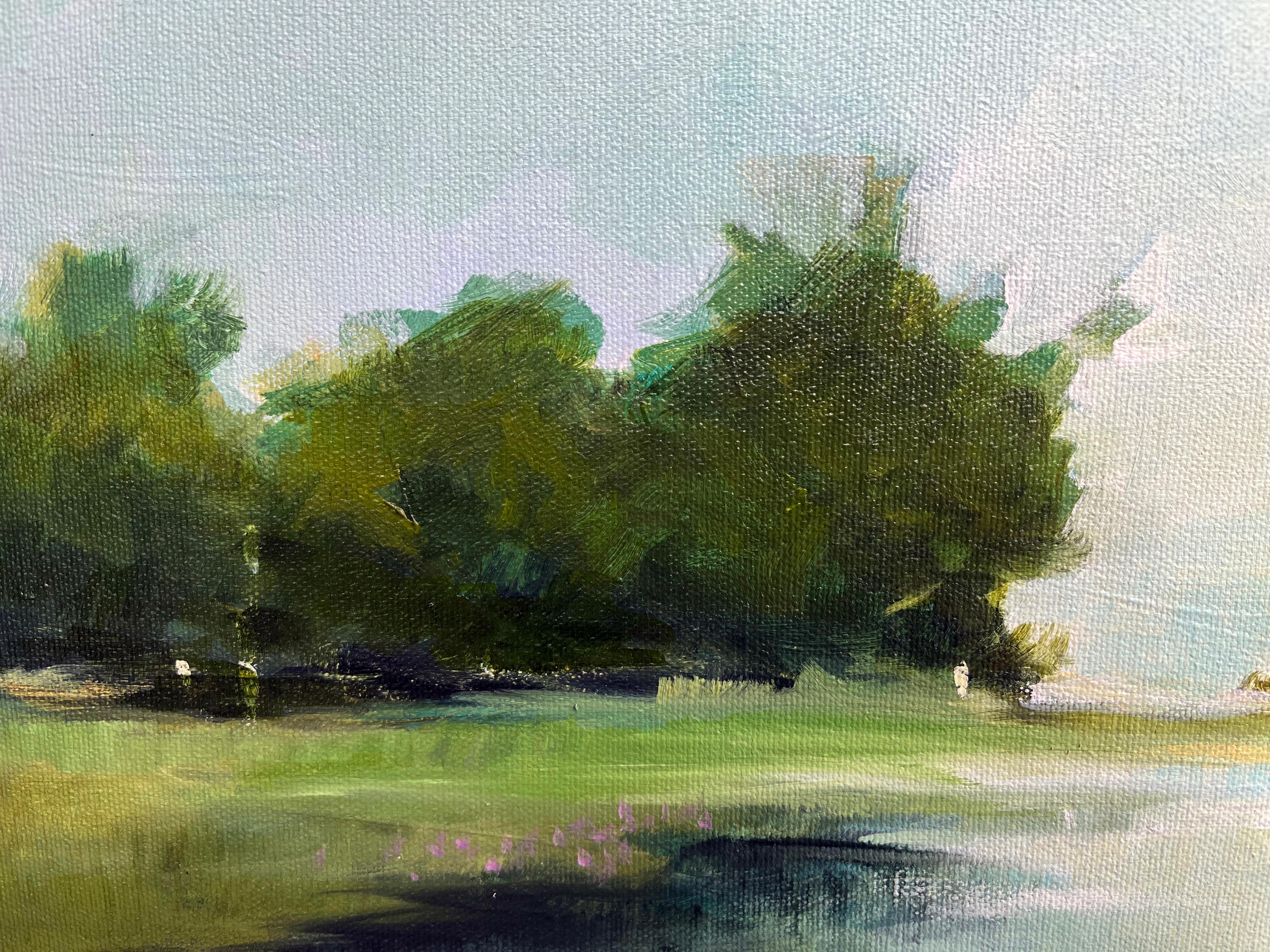 Mystic Morning
26.0 x 9.0 x 1.5, 5.0 lbs 
Acrylic on canvas
Hand signed by artist 

Artist's Commentary: 
